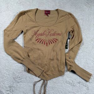 NWT Apple Bottom Rhinestone Women’s Long Sleeve Corset Shirt Blouse